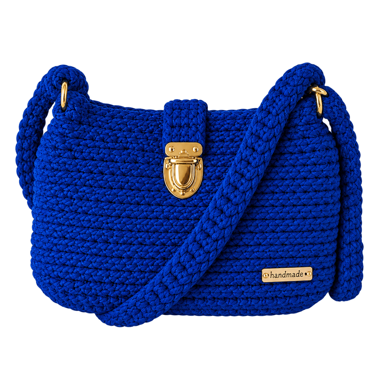 Blue handmade crochet bag