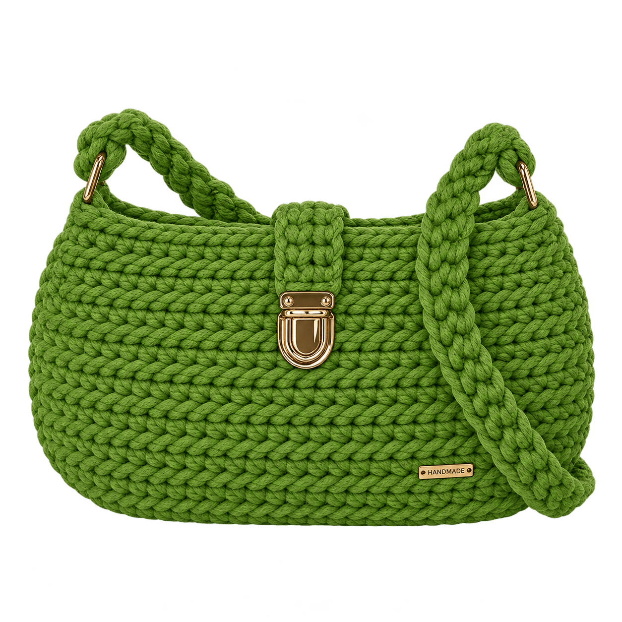 Green handmade crochet bag