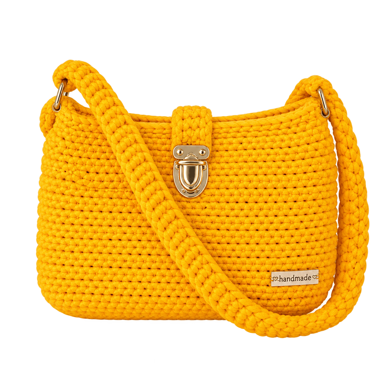 Yellow handmade crochet bag